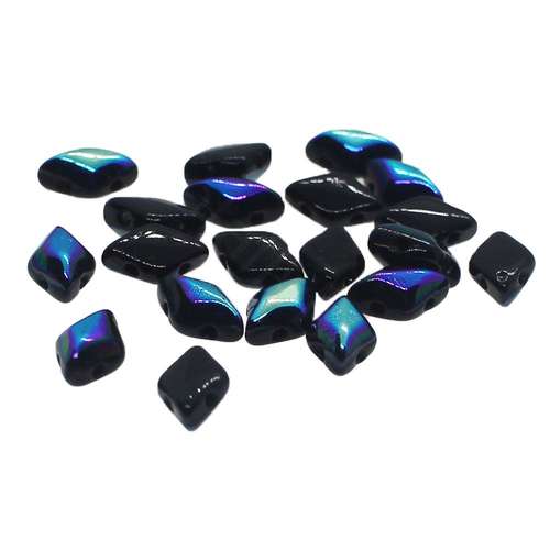 8x5mm 10g Czech glass Rulla beads jet ab — two-hole beads for jewelry making and bead weaving