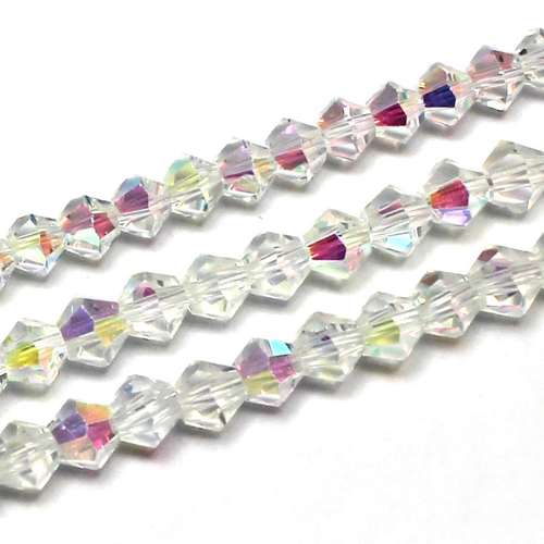 5mm crystal bicone beads crystal ab — AB finish, faceted for jewelry making and beadwork