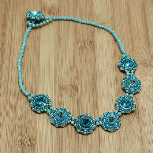 Majestic 18mm Round Rivolis Jewellery Kit aqua jewelry making kit — DIY set with beads and instructions for creating handmade jewelry