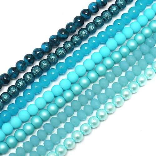 Fringe Jewellery with Tigertail kit aqua jewelry making kit — DIY set with beads and instructions for creating handmade jewelry