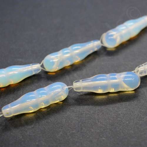 Opal White Bottle Shaped 3 Hole Beads - 30x9mm