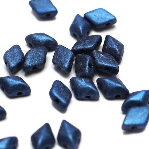 8x5mm 10g Czech glass Rulla beads metallic suede blue — two-hole beads for jewelry making and bead weaving