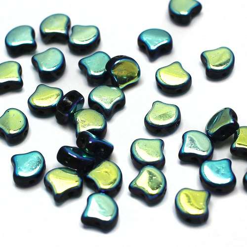 10g Czech glass Rulla beads jet full ab — two-hole beads for jewelry making and bead weaving