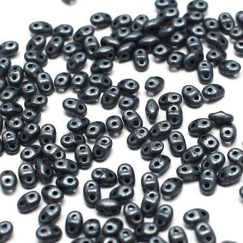 2x4mm 5g Czech glass Rulla beads matt hematite — two-hole beads for jewelry making and bead weaving