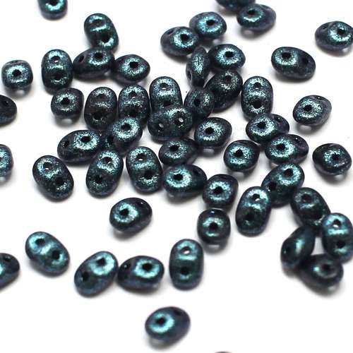 10g Czech glass Rulla beads polychrome indigo violet — two-hole beads for jewelry making and bead weaving