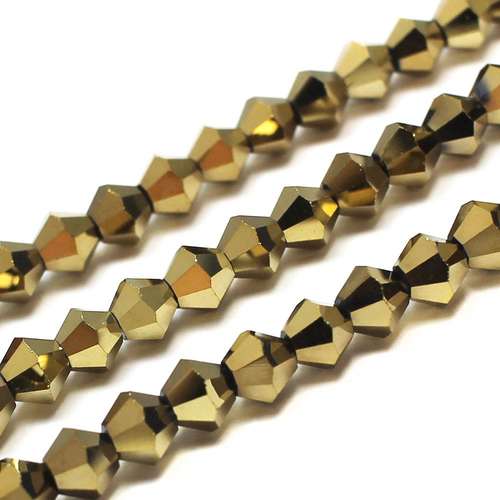 8mm crystal bicone beads gold plate — faceted for jewelry making and beadwork