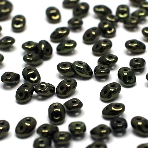 10g Czech glass Rulla beads luster met. olivine — two-hole beads for jewelry making and bead weaving