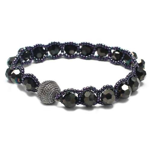 Elizabeth Crystal Bracelet black diamond - makes 3 bracelet making kit — DIY set with beads and instructions for creating handmade jewelry