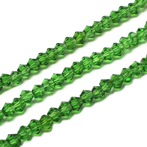 3mm crystal bicone beads green — faceted for jewelry making and beadwork