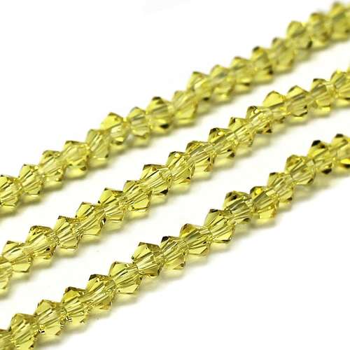 3mm crystal bicone beads yellow — faceted for jewelry making and beadwork