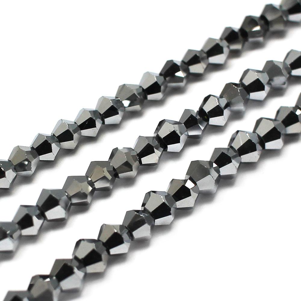 4mm crystal bicone beads silver plate — plated finish, ideal for jewelry making and beadwork
