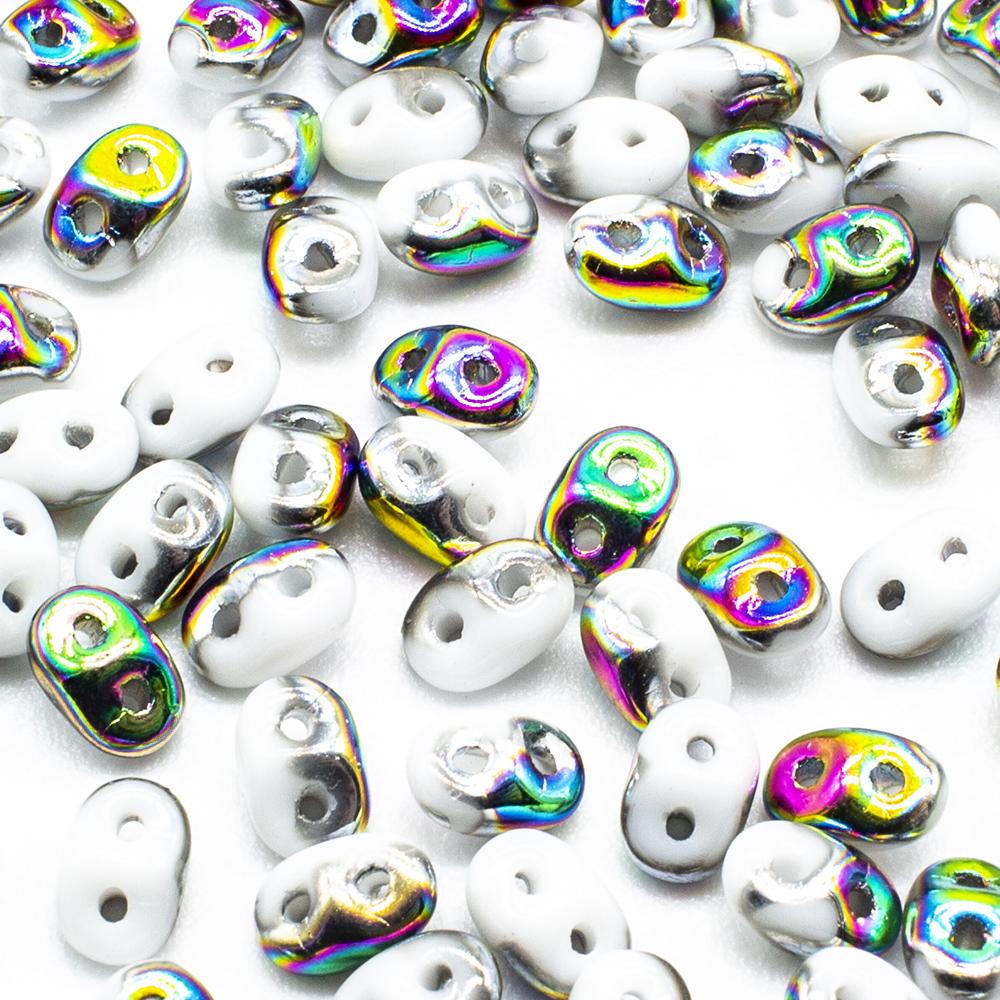 10g Czech glass Rulla beads vitral white — two-hole beads for jewelry making and bead weaving