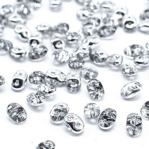 10g Czech glass Rulla beads half silver — two-hole beads for jewelry making and bead weaving