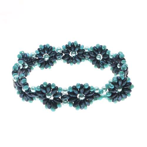 Antoinetta Bracelet Kit aqua & dk turquoise bracelet making kit — DIY set with beads and instructions for creating handmade jewelry