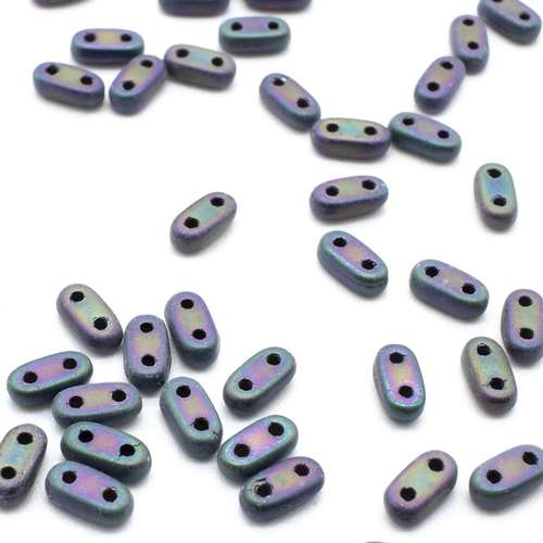 6mm Czech glass glass beads matte iris purple — pack of 7, high-quality two-hole beads ideal for jewelry making, bead weaving, and crafts