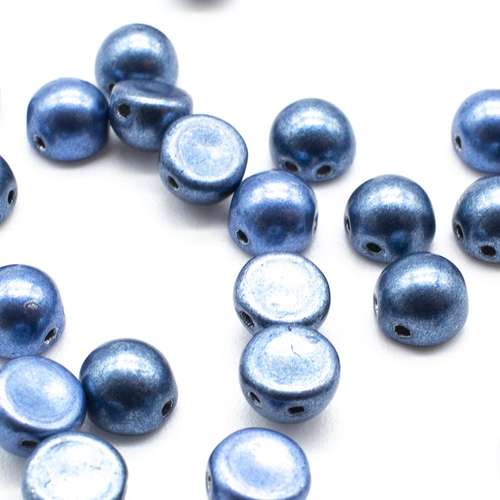 7mm Czech glass glass beads sat. metallic niagara — pack of 25, high-quality two-hole beads ideal for jewelry making, bead weaving, and c…