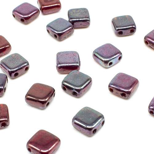 6mm Czech glass glass beads ruby vega — pack of 25, high-quality two-hole beads ideal for jewelry making, bead weaving, and crafts