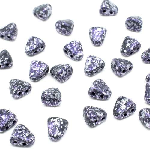 Czech glass Rulla beads bit czech glass beads 30pcs - tweedy violet — two-hole beads for jewelry making and bead weaving