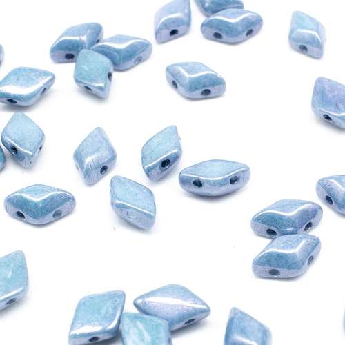 8x5mm 10g Czech glass Rulla beads luster opaque blue — two-hole beads for jewelry making and bead weaving