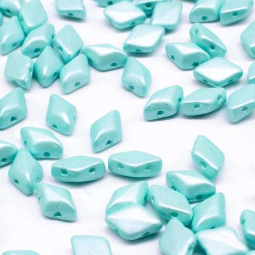8x5mm 10g Czech glass Rulla beads powdery pastel turquoise — two-hole beads for jewelry making and bead weaving