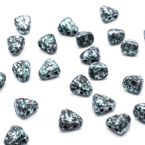 Czech glass Rulla beads bit czech glass beads 30pcs - tweedy green — two-hole beads for jewelry making and bead weaving