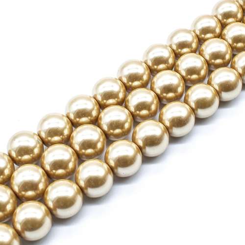 Glass Pearl Round Beads 12mm - Golden