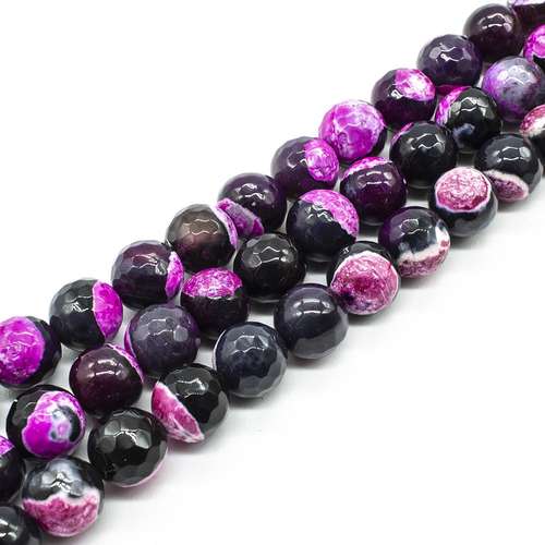10mm resin druzy bead round black & fuschia 15" strand — sparkling cabochon-style stone ideal for jewelry making, pendants, and craft des…