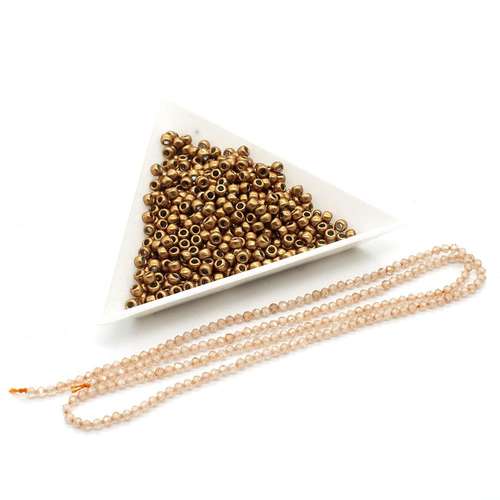 Beaded Ring cz peach jewelry making kit — DIY set with beads and instructions for creating handmade jewelry
