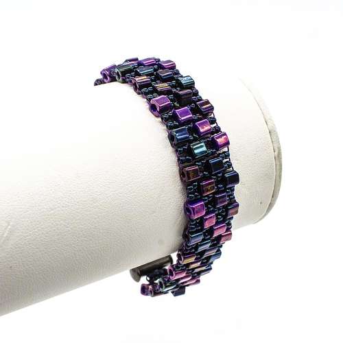 Double Drop Peyote Bracelets Makes 3 purple bracelet making kit — DIY set with beads and instructions for creating handmade jewelry