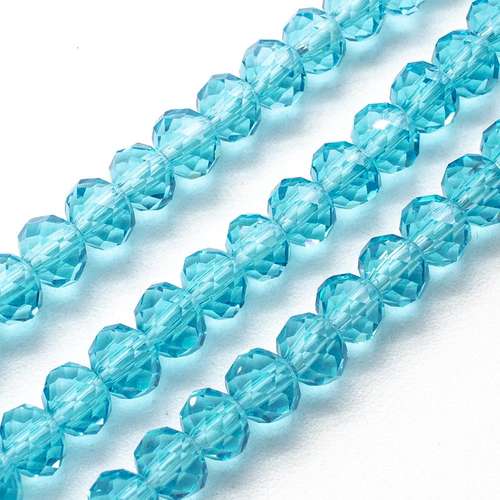 6mm crystal beads aqua, pack of 100 — faceted for jewelry making and beadwork