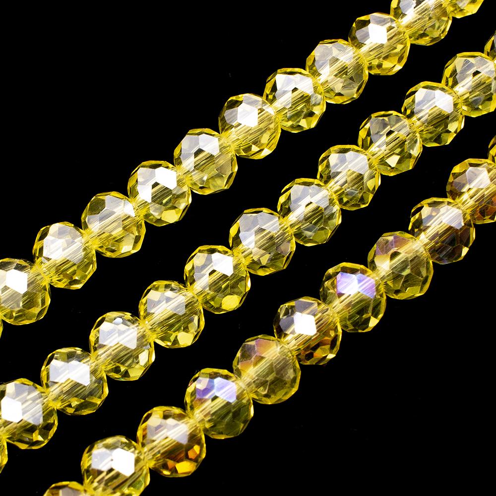 6mm crystal beads yellow ab, pack of 100 — AB finish, faceted for jewelry making and beadwork