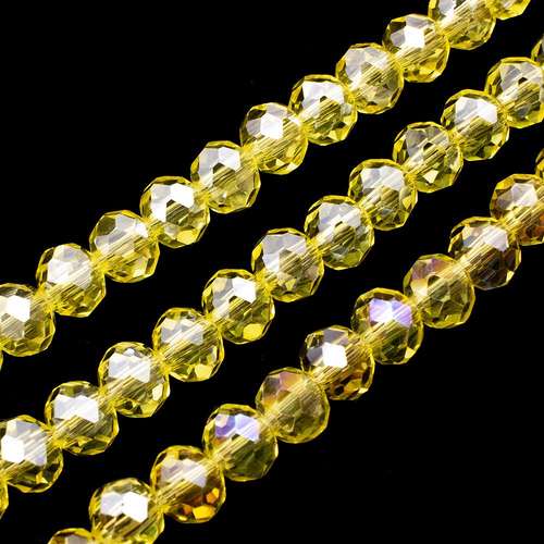 6mm crystal beads yellow ab, pack of 100 — AB finish, faceted for jewelry making and beadwork