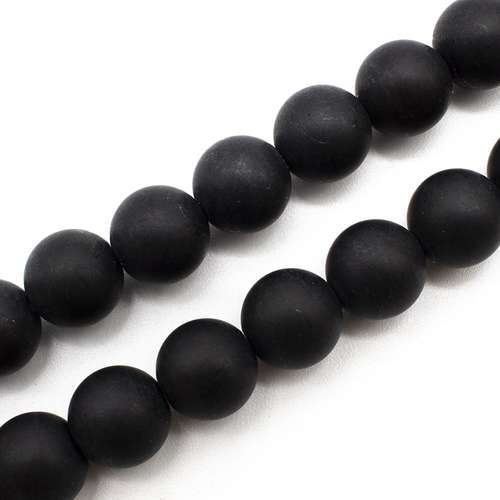 Synthetic Onyx Round Beads 12mm Matt 16" String