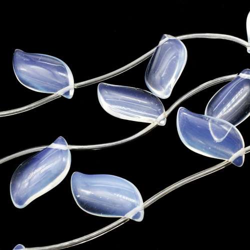 Opal White Small Leaf Beads - 25mm