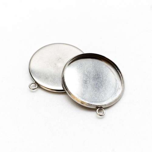 Silver Metal Connector Cabochon Disc 22x24mm 5pcs