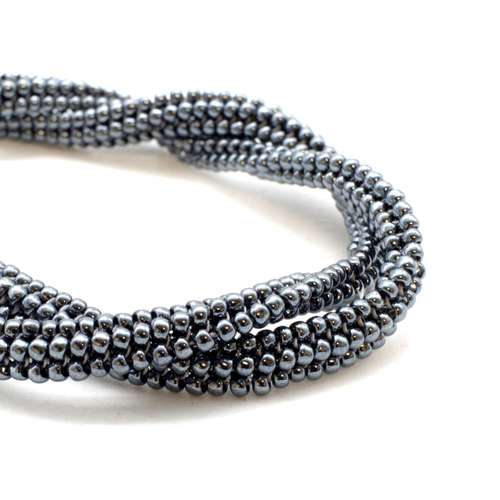 Herringbone Seed Bead Necklace hematite necklace making kit — DIY set with beads and instructions for creating handmade jewelry