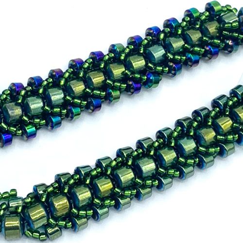Hematite Flat Spiral Bracelet green makes 2 bracelet making kit — DIY set with beads and instructions for creating handmade jewelry