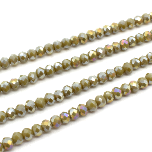 3.5mm crystal beads army green ab 150pc — AB finish, faceted for jewelry making and beadwork