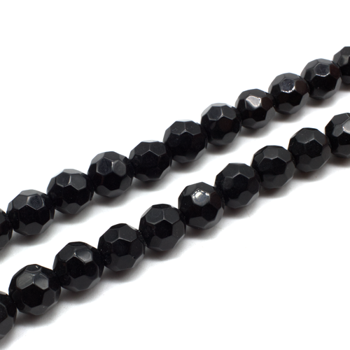 Glass Beads Facet Round 14mm - Black