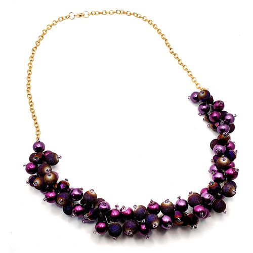 Popcorn Jewellery with Druzy Glass plum jewelry making kit — DIY set with beads and instructions for creating handmade jewelry