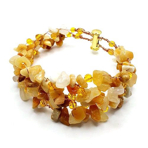 Wire Cuff Bracelets yellow jade bracelet making kit — DIY set with beads and instructions for creating handmade jewelry