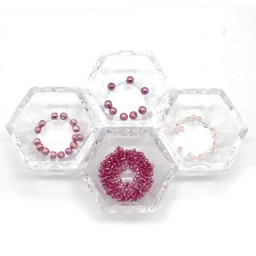 Flat Celini Rings Pack fuchsia jewelry making kit — DIY set with beads and instructions for creating handmade jewelry
