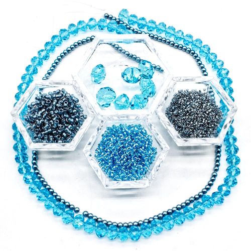 BC Week3 2022 - Herringbone Opera Necklace - Steel Blue