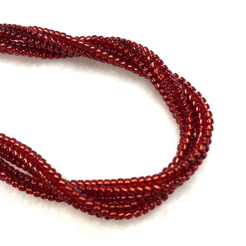 Herringbone Seed Bead Necklace silver ruby necklace making kit — DIY set with beads and instructions for creating handmade jewelry