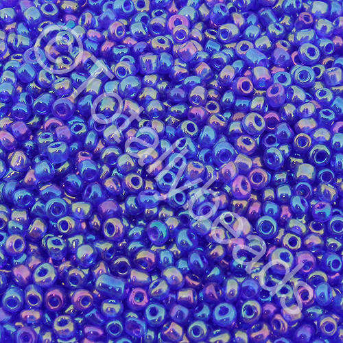 Seed Beads Transparent Rainbow Dark Blue - Size 11 100g