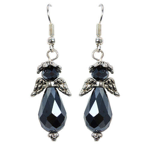 Christmas Angel Earrings hematite earring making kit — DIY set with beads and instructions for creating handmade jewelry