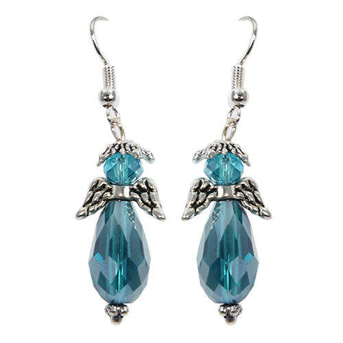 Christmas Angel Earrings turquoise earring making kit — DIY set with beads and instructions for creating handmade jewelry