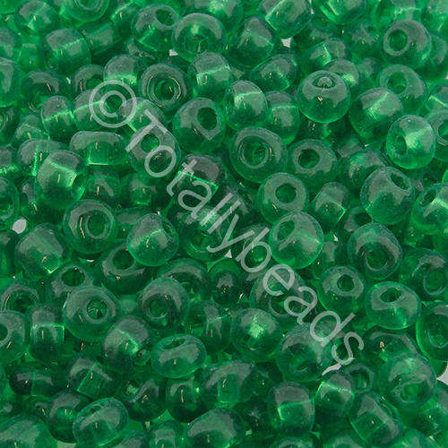 Seed Beads Transparent Green - Size 6 100g