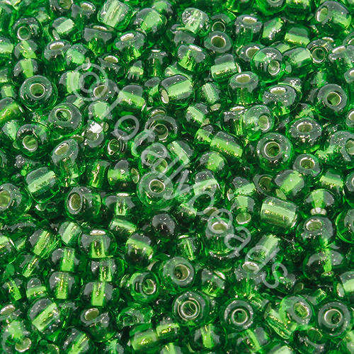 Seed Beads Silver Lined Green - Size 6 100g