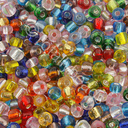 Seed Beads Silver Lined Mixed - Size 6 100g
